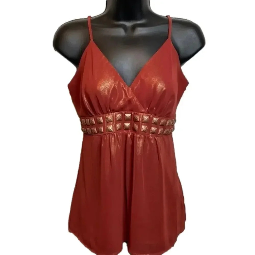 Express Women’s sleeveless‎ tank top with a shimmery Iridescent fabric.